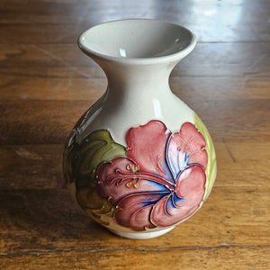 Hibiscus Moorcroft Pottery Vase Vintage c1970