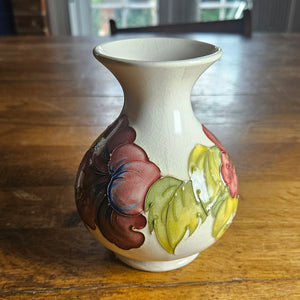 Hibiscus Moorcroft Pottery Vase Vintage c1970