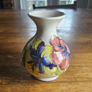 Hibiscus Moorcroft Pottery Vase Vintage c1970
