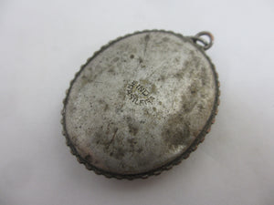 Tropical Morpho Butterfly Wing Sterling Silver Pendant Vintage Art Deco c1930