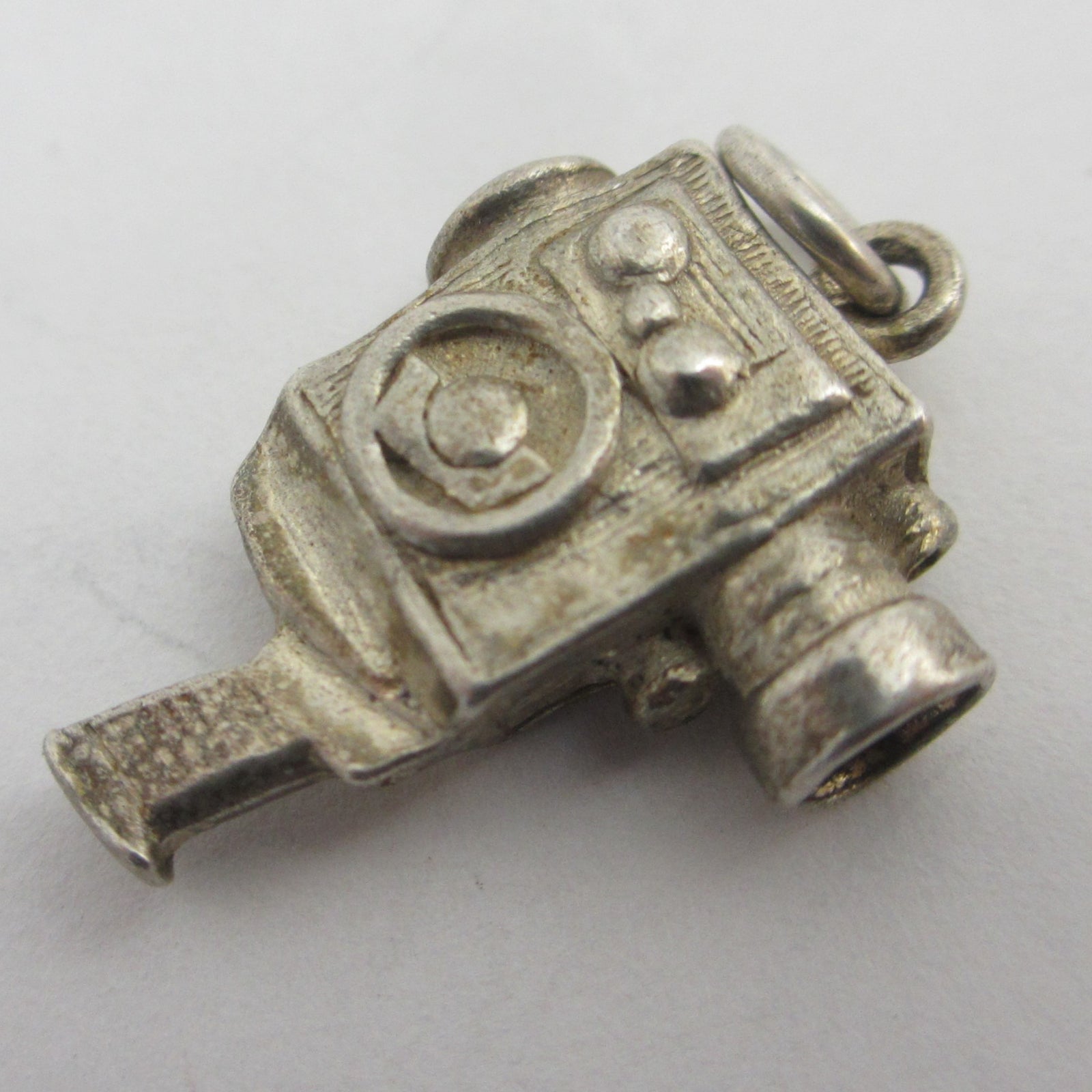 Nuvo Sterling Silver Charm or Pendant Movie Camera with a Stanhope Vintage c1960