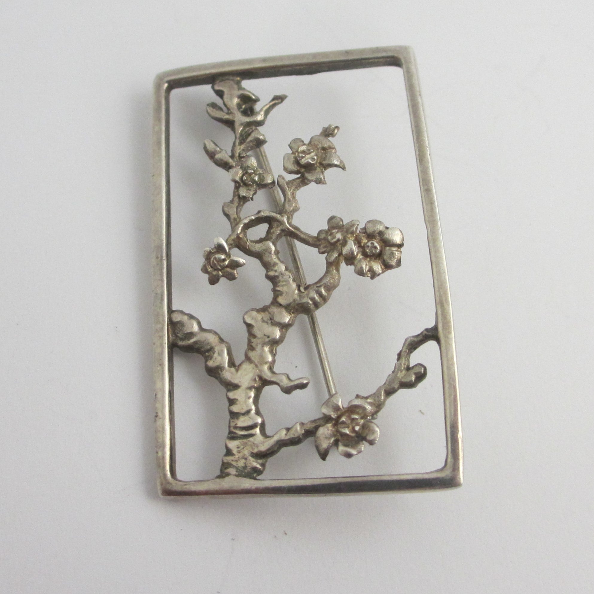 Floral Sterling Silver Brooch or Pin by PB Vintage c1970