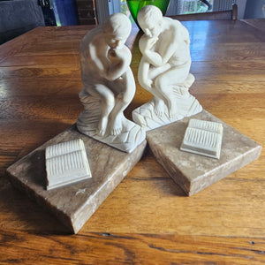 Rodin The Thinker Pair of Parianware Porcelain Book Ends Vintage Art Deco
