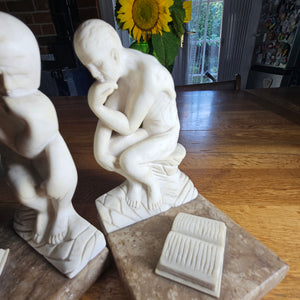 Rodin The Thinker Pair of Parianware Porcelain Book Ends Vintage Art Deco