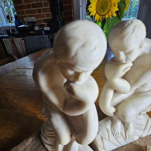 Rodin The Thinker Pair of Parianware Porcelain Book Ends Vintage Art Deco