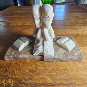 Rodin The Thinker Pair of Parianware Porcelain Book Ends Vintage Art Deco