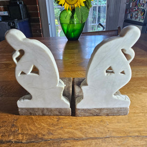 Rodin The Thinker Pair of Parianware Porcelain Book Ends Vintage Art Deco