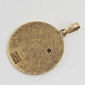 Pisces Zodiac Talisman Cabochon Amethyst 9k Gold Pendant Vintage c1970