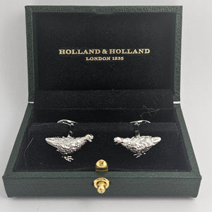 Grouse Bird Cufflinks Rhodium Plated Boxed Vintage