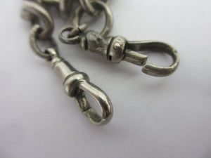 Chunky Double Albert Watch Chain with Rugby Schools Fob Vintage Art Deco
