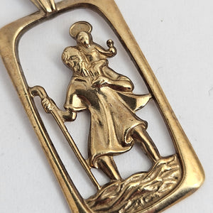 St Christopher 9k Gold Pendant Vintage English Hallmark 1984