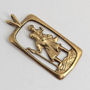 St Christopher 9k Gold Pendant Vintage English Hallmark 1984