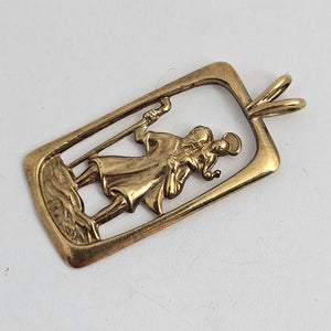 St Christopher 9k Gold Pendant Vintage English Hallmark 1984