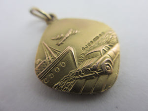 Georg Jensen 9k Gold St Christopher Pendant Charm Vintage 1970