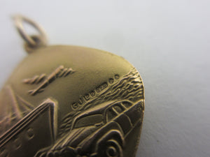 Georg Jensen 9k Gold St Christopher Pendant Charm Vintage 1970