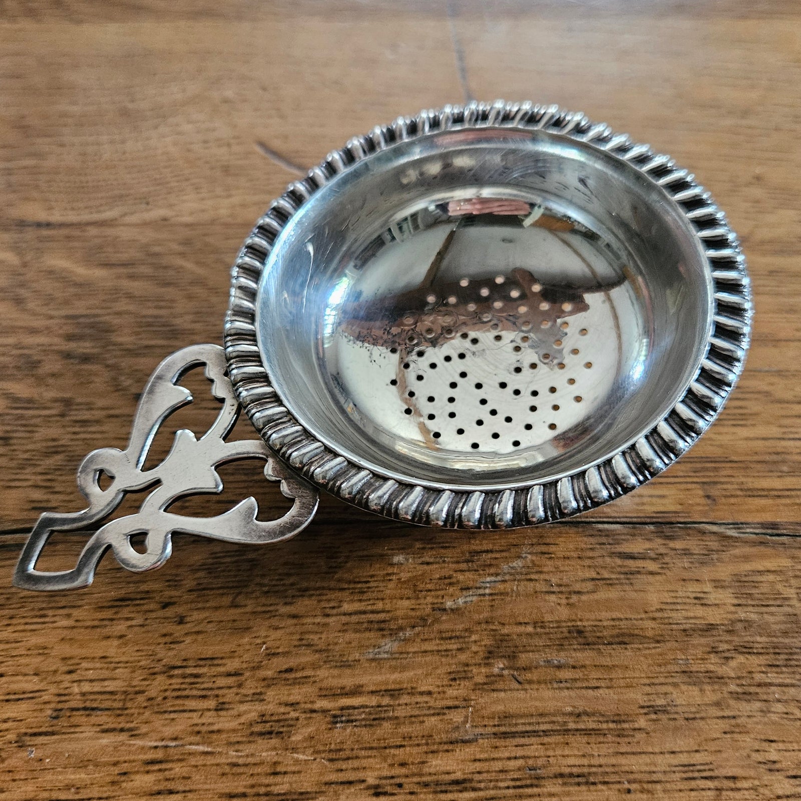 Sterling Silver Individual Cup Tea Strainer Vintage c1950