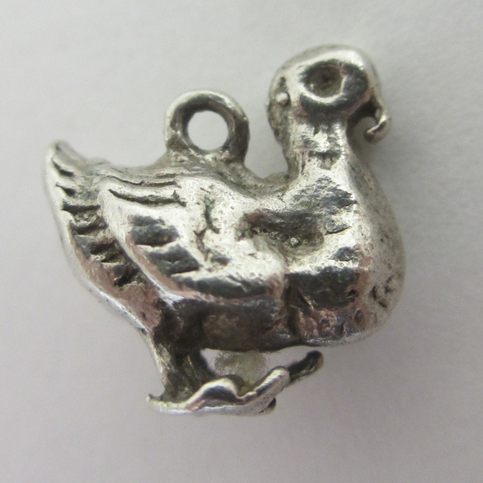 Turkey Bird Sterling Silver Charm or Pendant Vintage c1960