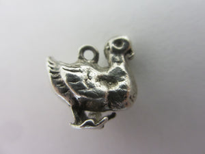 Turkey Bird Sterling Silver Charm or Pendant Vintage c1960