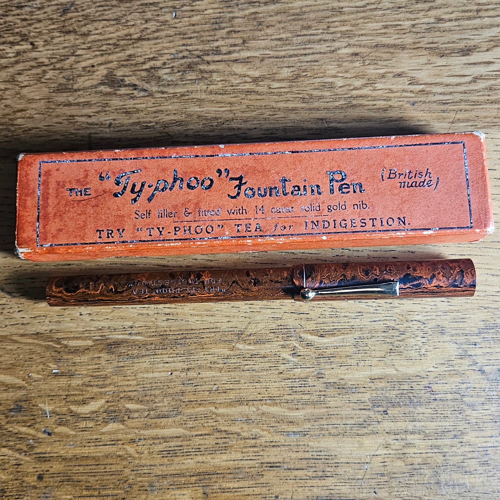 Ty-phoo Fountain Pen 14k Gold Nib Original Box Vintage Art Deco