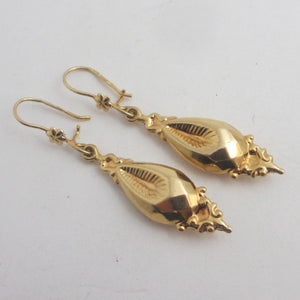 Dangling Ear Pendant Earrings 9k Gold Victorian Style