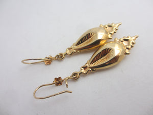 Dangling Ear Pendant Earrings 9k Gold Victorian Style