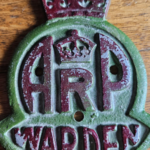 WWII ARP Warden Plaque Vintage
