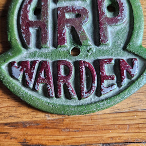 WWII ARP Warden Plaque Vintage