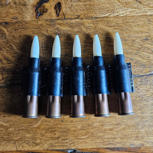 5 Dummy Practice Bullets in Copper and Plastic Vintage WWII
