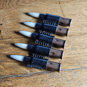 5 Dummy Practice Bullets in Copper and Plastic Vintage WWII