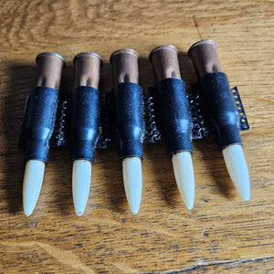 5 Dummy Practice Bullets in Copper and Plastic Vintage WWII
