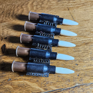 5 Dummy Practice Bullets in Copper and Plastic Vintage WWII