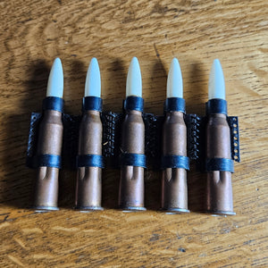 5 Dummy Practice Bullets in Copper and Plastic Vintage WWII