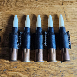 5 Dummy Practice Bullets in Copper and Plastic Vintage WWII