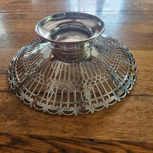 Reticulated Cake or Fruit Stand Dish English Sterling Silver by Walker & Hall Vintage Art Deco