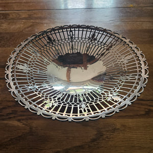 Reticulated Cake or Fruit Stand Dish English Sterling Silver by Walker & Hall Vintage Art Deco
