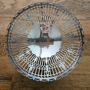Reticulated Cake or Fruit Stand Dish English Sterling Silver by Walker & Hall Vintage Art Deco