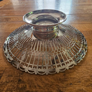 Reticulated Cake or Fruit Stand Dish English Sterling Silver by Walker & Hall Vintage Art Deco