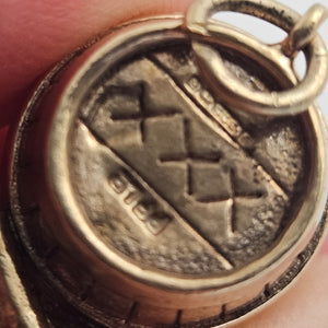 XXX Beer Barrel 9k Gold Charm or Pendant Vintage 1966