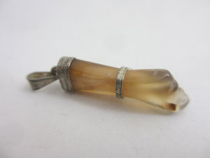 Rock Crystal Figa Hand Fist Sterling Silver Pendant Vintage c1980