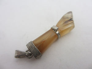 Rock Crystal Figa Hand Fist Sterling Silver Pendant Vintage c1980