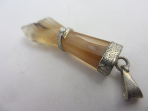Rock Crystal Figa Hand Fist Sterling Silver Pendant Vintage c1980
