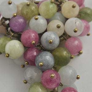 Bunch of Agate Grapes on Base Metal Brooch Pin Vintage