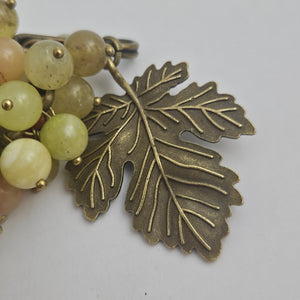 Bunch of Agate Grapes on Base Metal Brooch Pin Vintage