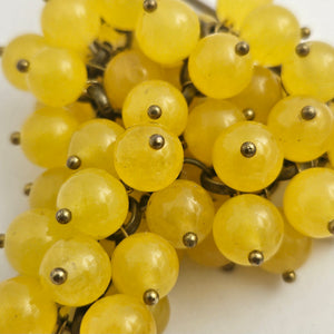 Bunch of Agate Grapes on Base Metal Brooch Pin Vintage
