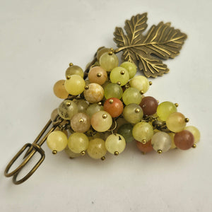 Bunch of Agate Grapes on Base Metal Brooch Pin Vintage