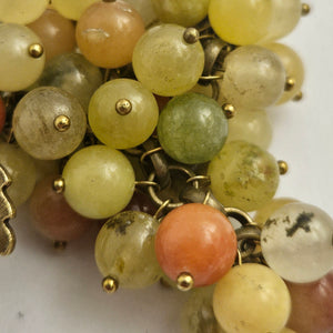 Bunch of Agate Grapes on Base Metal Brooch Pin Vintage