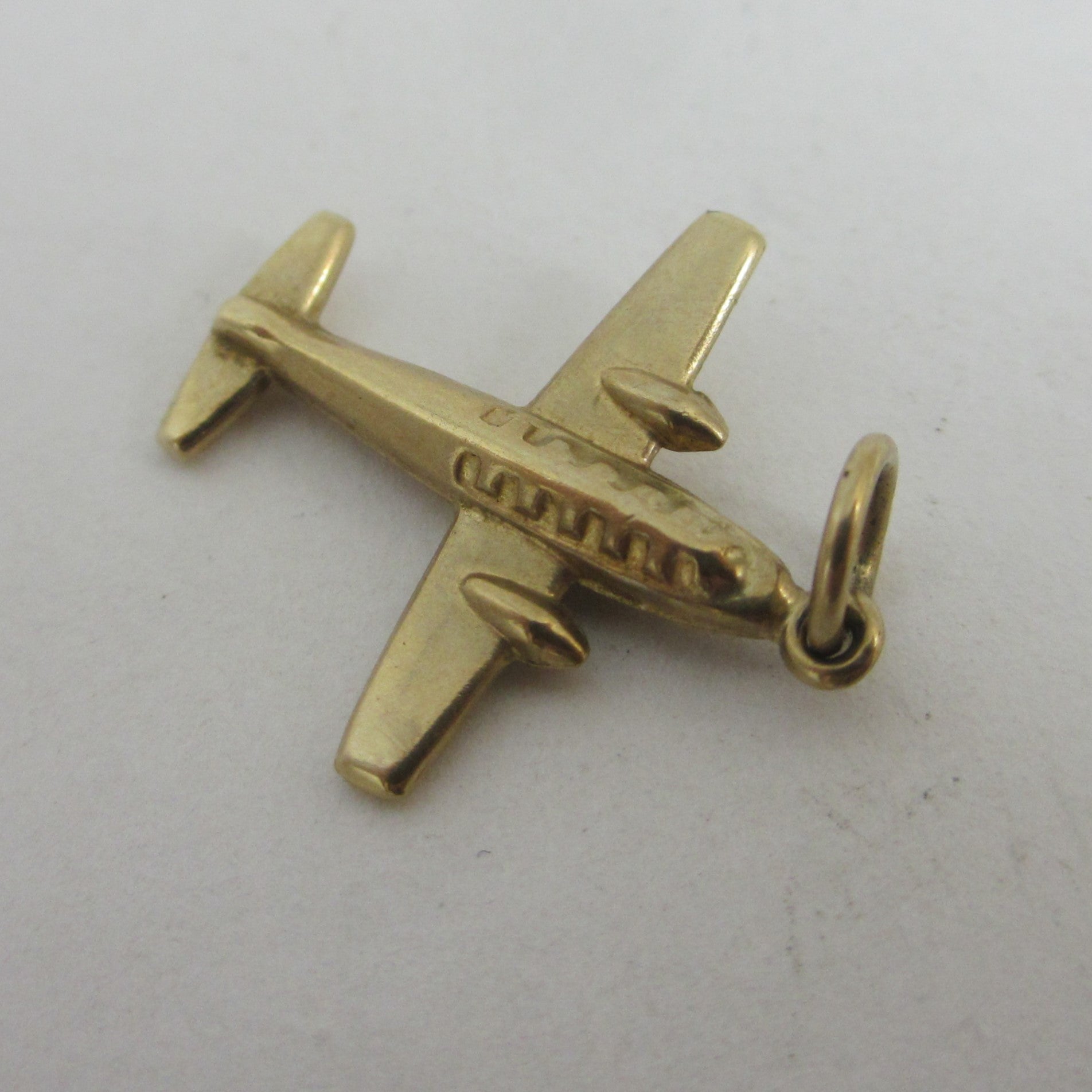 Aeroplane Airplane 9k Gold Charm or Pendant Vintage 1977