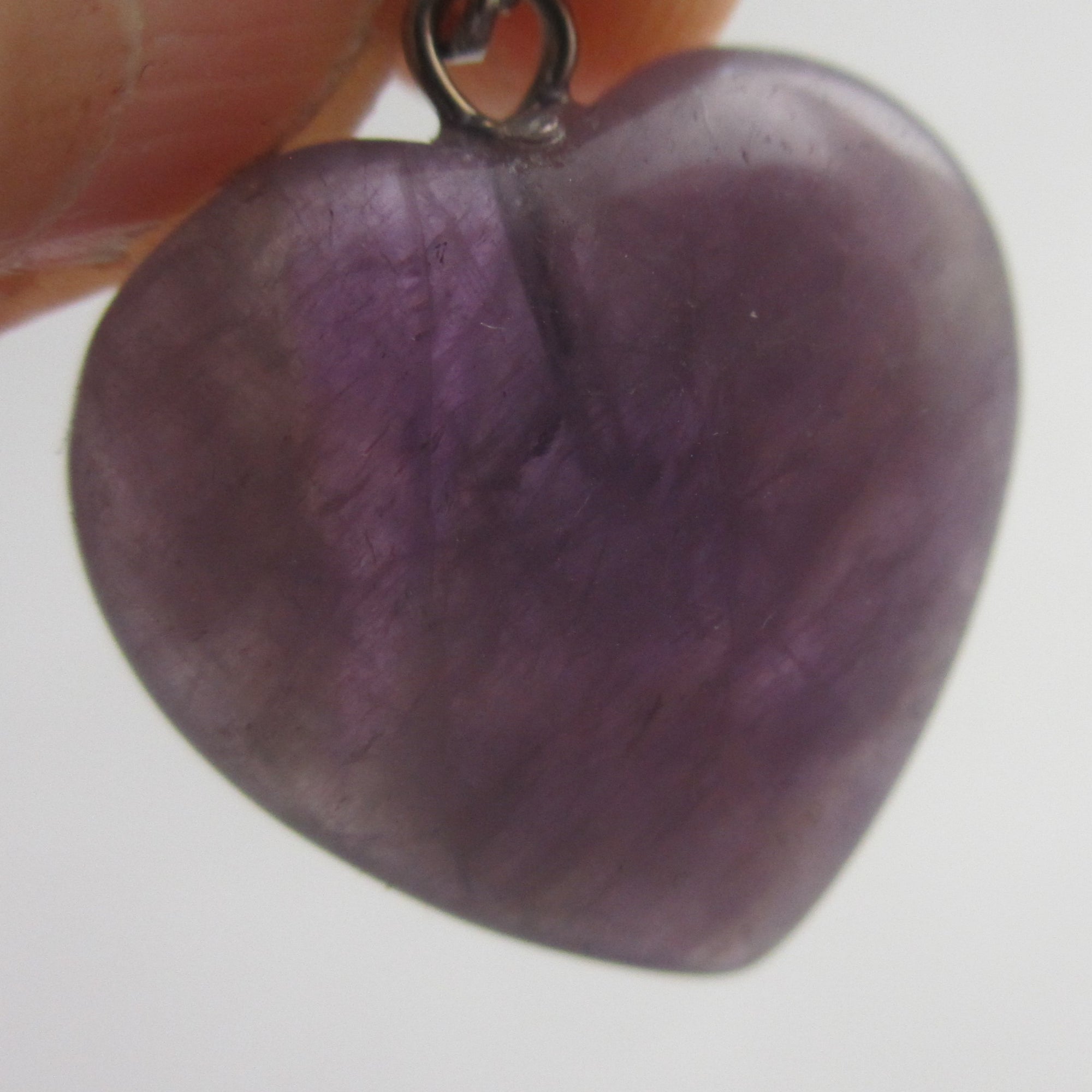 Ametyst Heart Pendant Sterling Silver Bale Vintage c1980