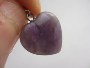 Ametyst Heart Pendant Sterling Silver Bale Vintage c1980
