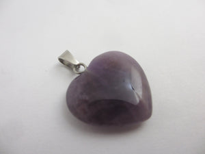 Ametyst Heart Pendant Sterling Silver Bale Vintage c1980